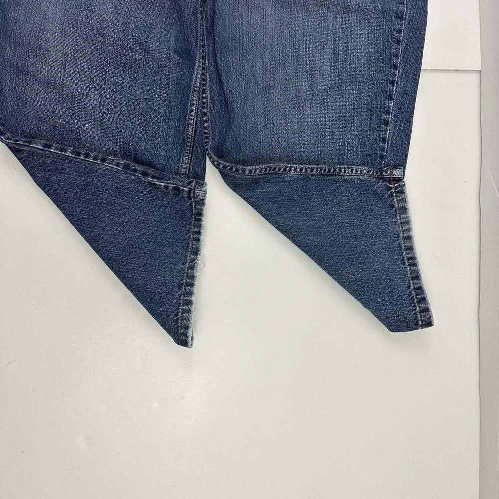 626 Blue Loose Fit Jeans Mens 48x30 Blue Dark Wash Denim Frayed Hem